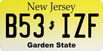 NJ license plate B53IZF