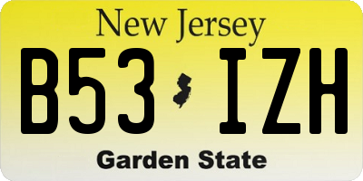 NJ license plate B53IZH