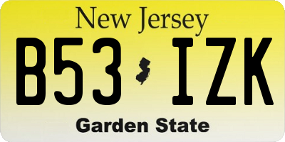 NJ license plate B53IZK