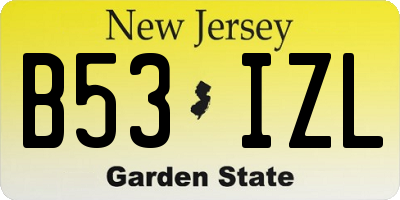NJ license plate B53IZL