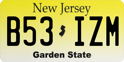 NJ license plate B53IZM