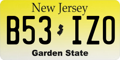 NJ license plate B53IZO