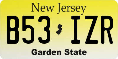 NJ license plate B53IZR