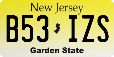 NJ license plate B53IZS
