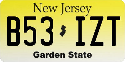 NJ license plate B53IZT