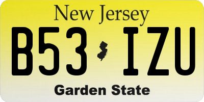 NJ license plate B53IZU