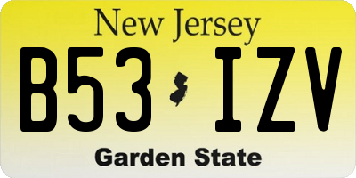 NJ license plate B53IZV