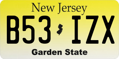 NJ license plate B53IZX