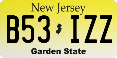 NJ license plate B53IZZ