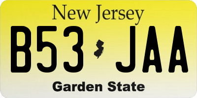 NJ license plate B53JAA