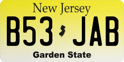 NJ license plate B53JAB