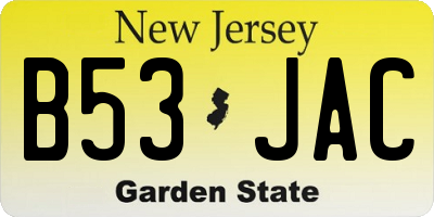 NJ license plate B53JAC