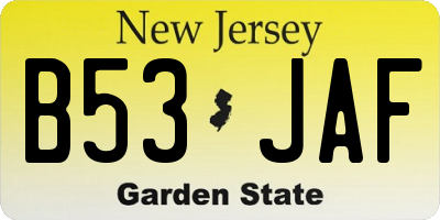 NJ license plate B53JAF