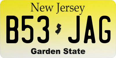 NJ license plate B53JAG