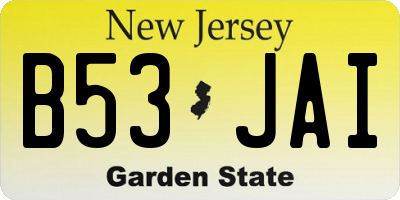 NJ license plate B53JAI