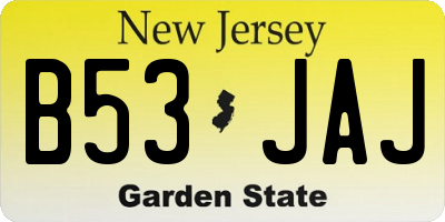 NJ license plate B53JAJ
