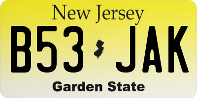 NJ license plate B53JAK