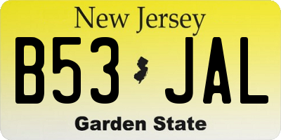 NJ license plate B53JAL