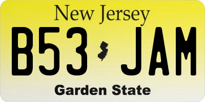 NJ license plate B53JAM