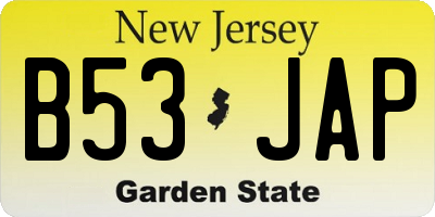 NJ license plate B53JAP