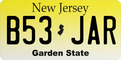 NJ license plate B53JAR