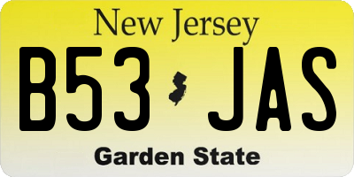 NJ license plate B53JAS