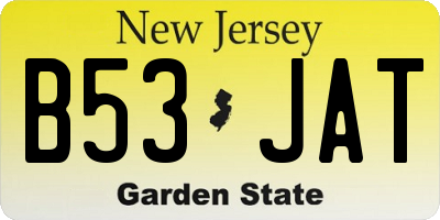 NJ license plate B53JAT