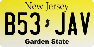 NJ license plate B53JAV