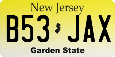 NJ license plate B53JAX