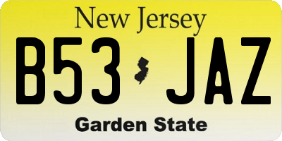 NJ license plate B53JAZ