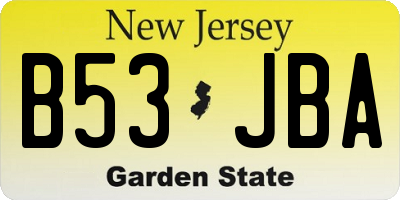 NJ license plate B53JBA