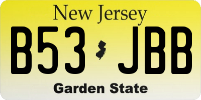 NJ license plate B53JBB