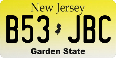 NJ license plate B53JBC