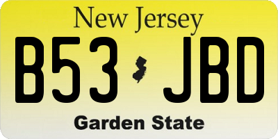NJ license plate B53JBD