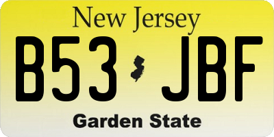NJ license plate B53JBF