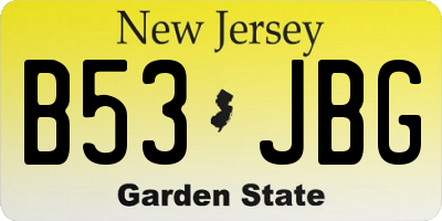NJ license plate B53JBG