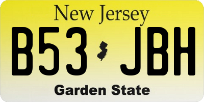 NJ license plate B53JBH