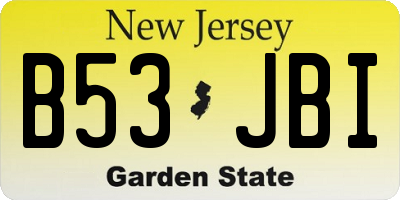NJ license plate B53JBI