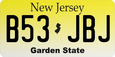NJ license plate B53JBJ