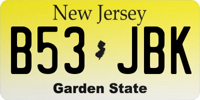 NJ license plate B53JBK