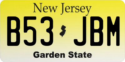 NJ license plate B53JBM
