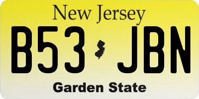 NJ license plate B53JBN