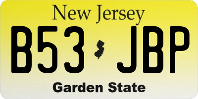 NJ license plate B53JBP