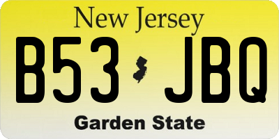 NJ license plate B53JBQ