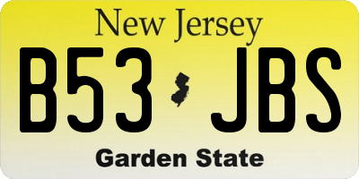 NJ license plate B53JBS