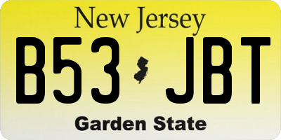NJ license plate B53JBT