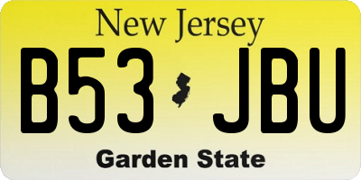 NJ license plate B53JBU