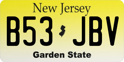 NJ license plate B53JBV