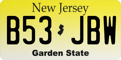 NJ license plate B53JBW