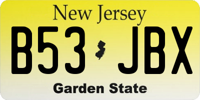 NJ license plate B53JBX
